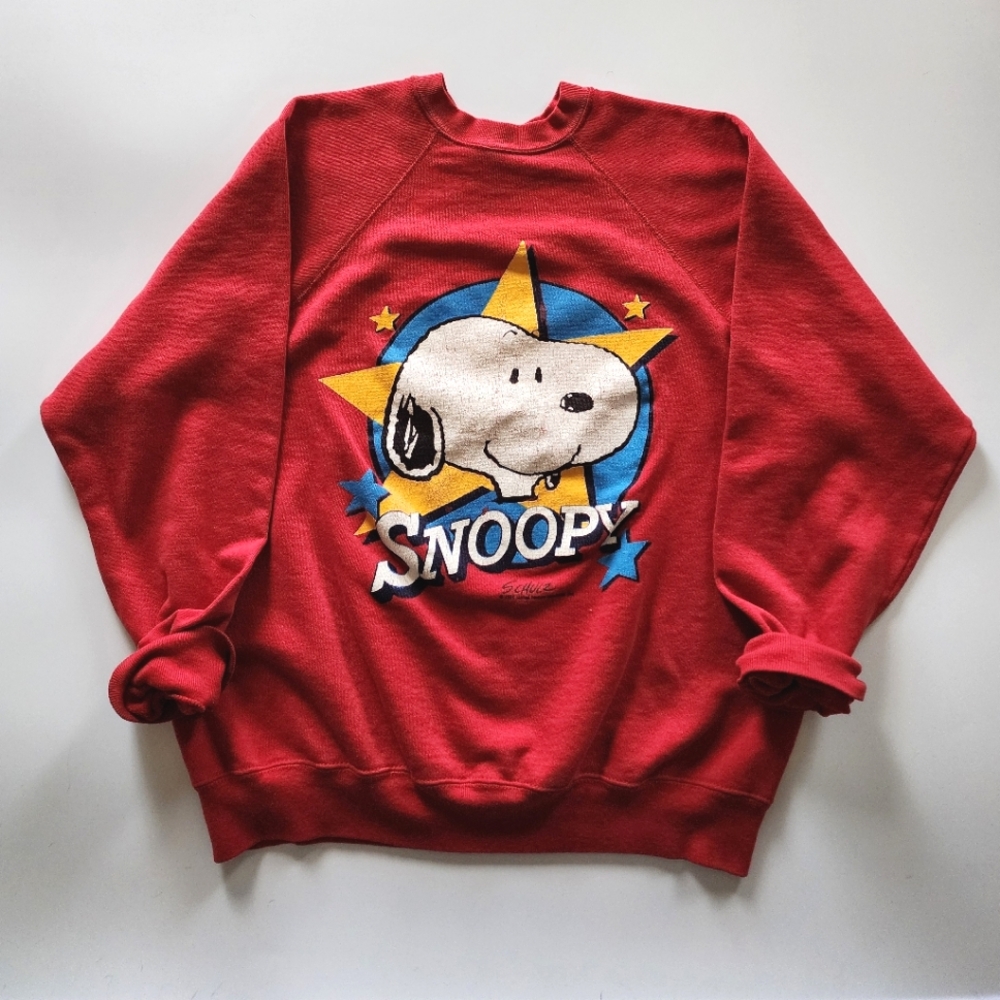 Vintage 80s Snoopy Star Sweatshirt M/L Red